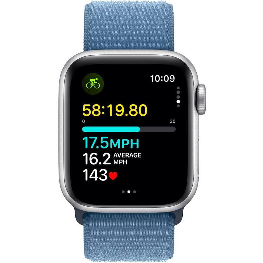 Apple Watch SE GPS 40mm Zilveren aluminium behuizing met winterblauwe sportlus