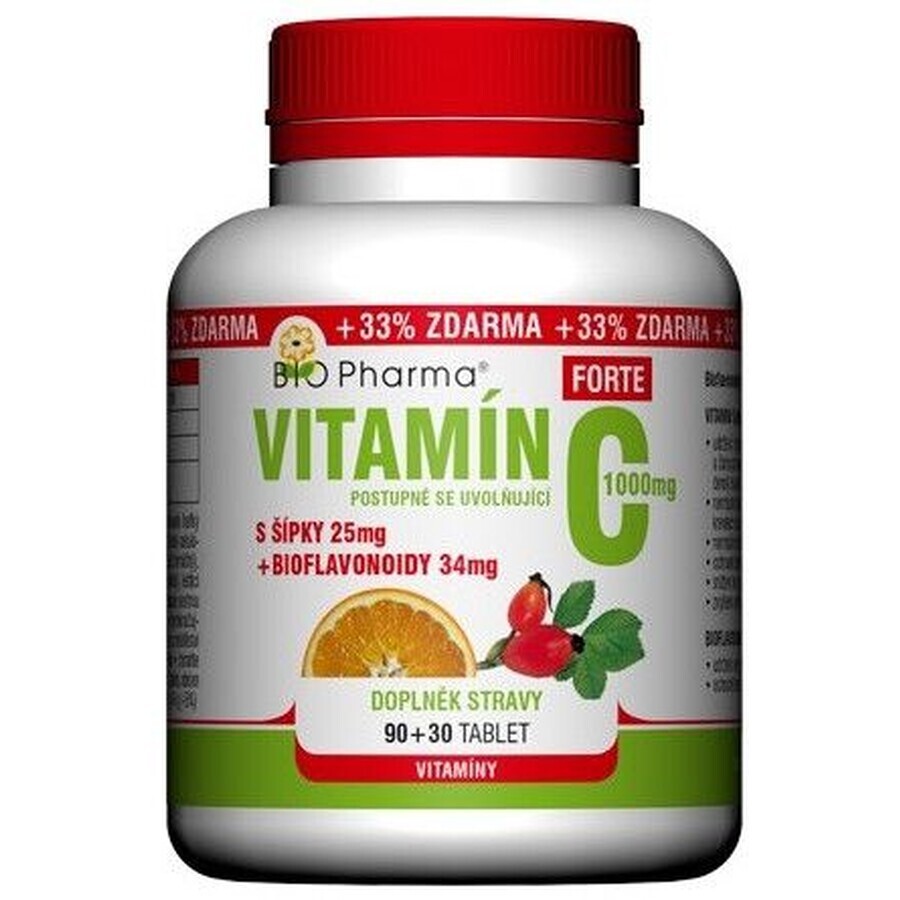 Bio Pharma Vitamina C con escaramujo 1000 mg FORTE 120 comprimidos