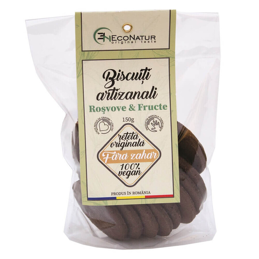 Artisanale, vegan suikervrije koekjes met gedroogd fruit, 150g, Econatur