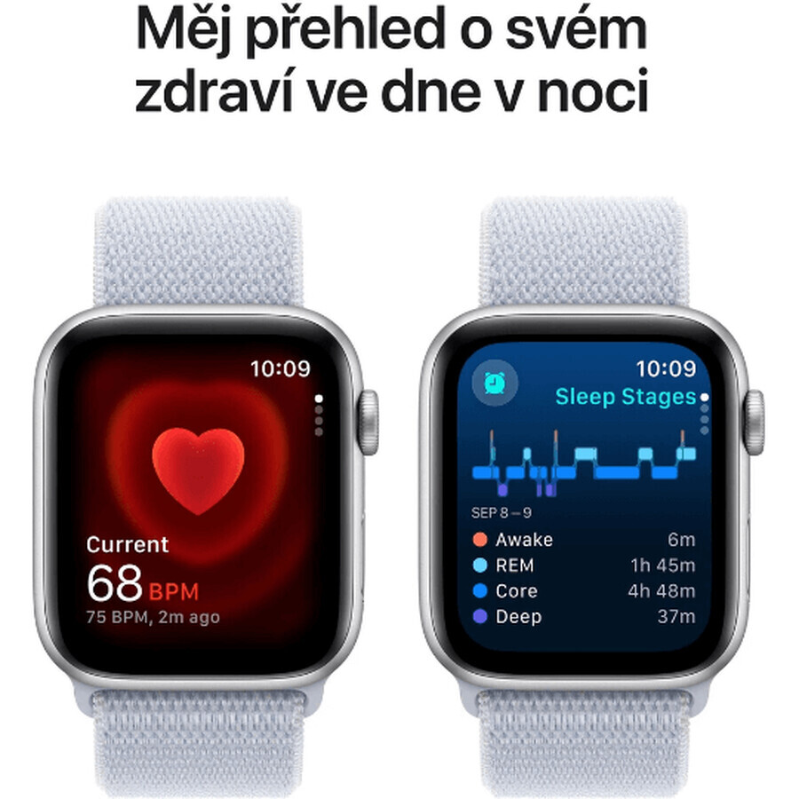 Apple Watch SE GPS 40mm Zilver Aluminium Behuizing met Sport Gesp Blauw Wolk