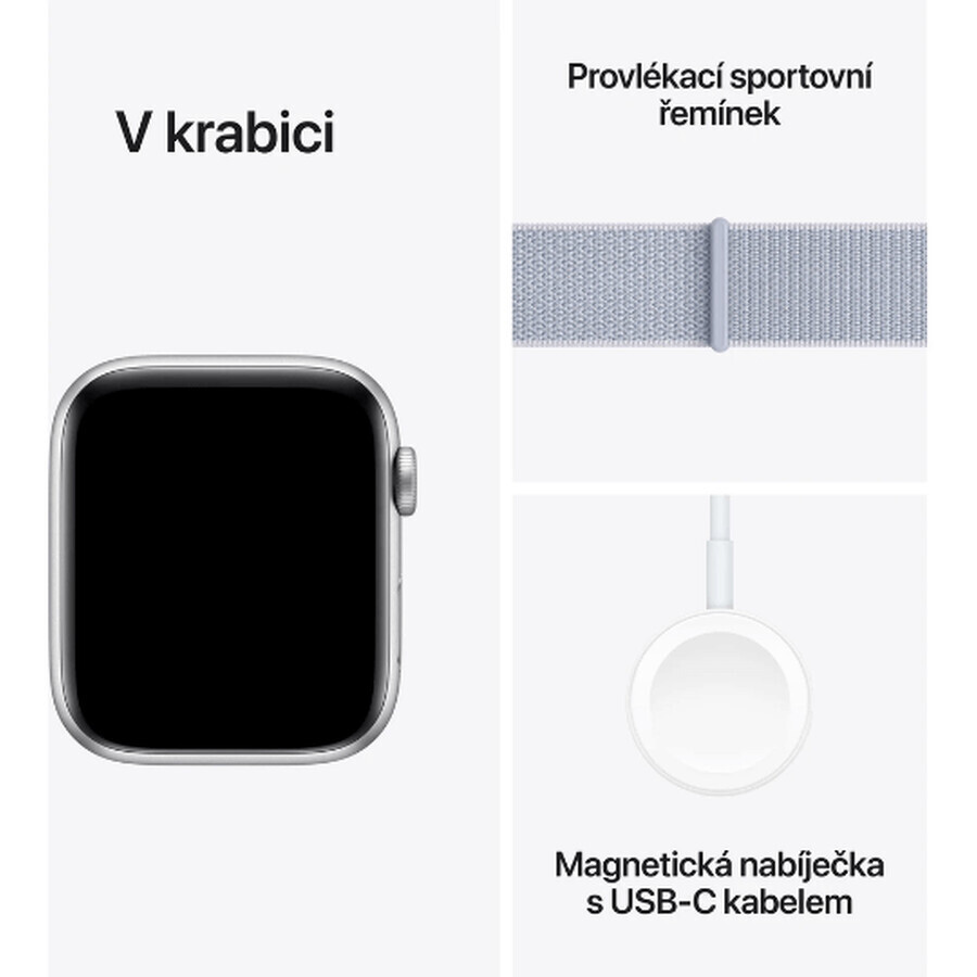 Apple Watch SE GPS 40mm Zilver Aluminium Behuizing met Sport Gesp Blauw Wolk