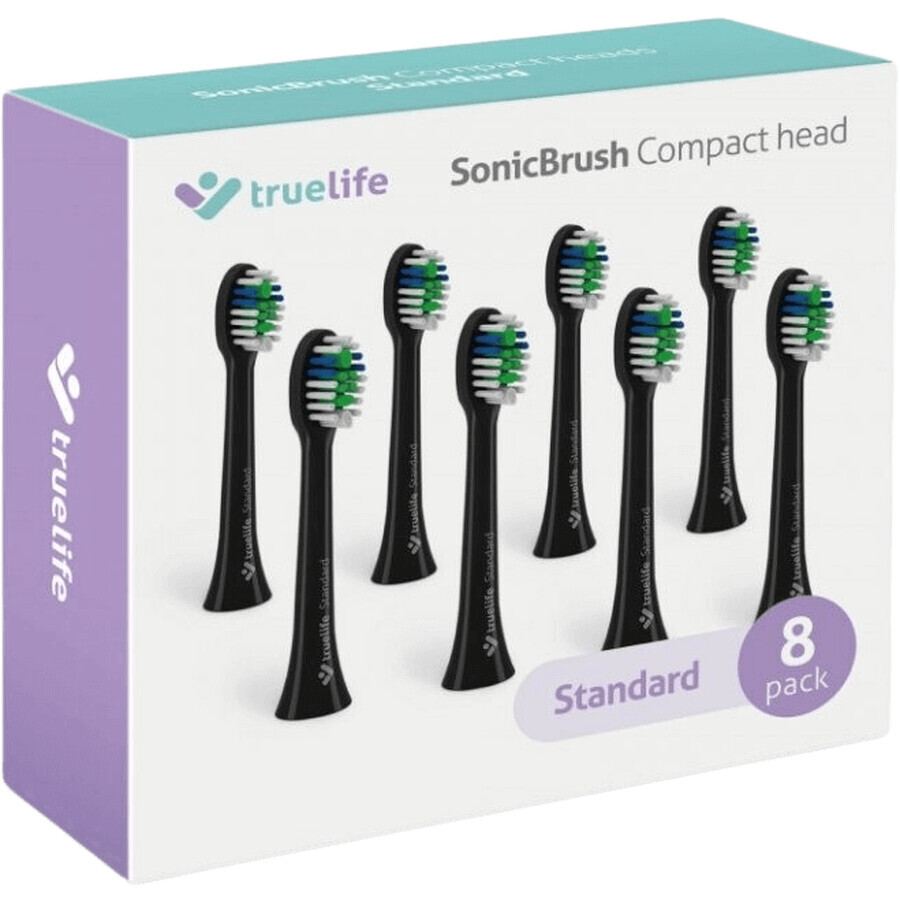 TrueLife SonicBrush Compact Heads Black Cap de înlocuire standard 8 buc