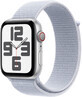 Apple Watch SE GPS + Cellular 44mm Zilveren aluminium behuizing met sportgesp Blauwe wolk