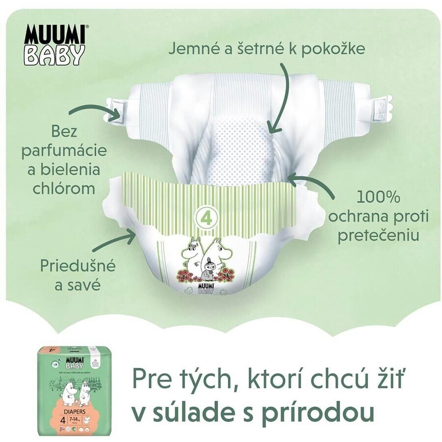 Muumi Baby 4 Maxi 7-14 kg, pachet lunar de scutece ecologice, 138 buc