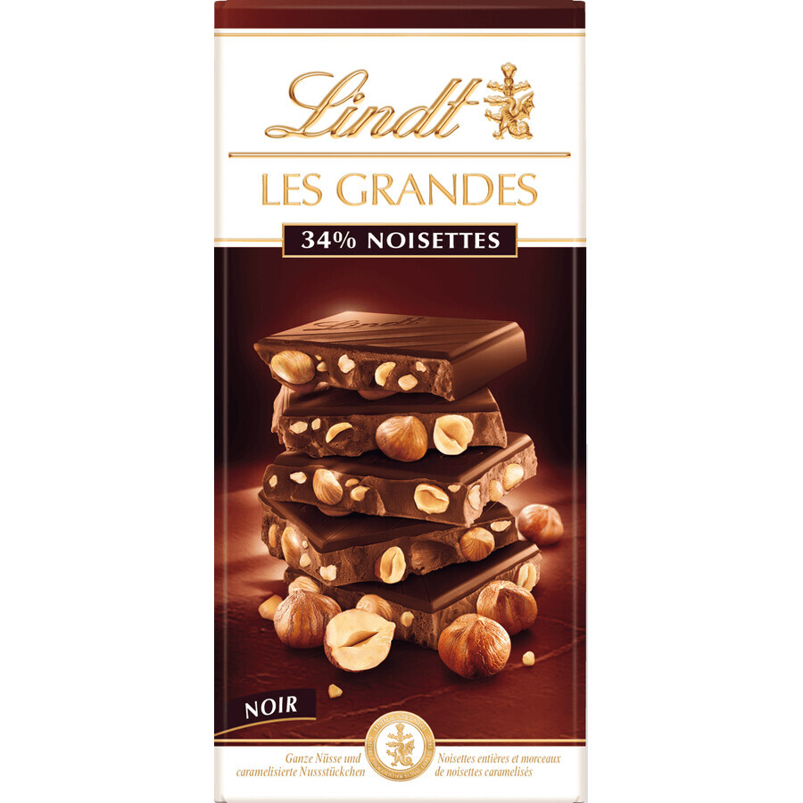 Lindt Les Grandes donkere chocolade met hele hazelnootpitten 150 g