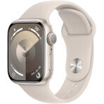 Apple Watch Series 9 GPS 41mm Starlight Aluminium Behuizing met Starlight Sport Strap - S/M