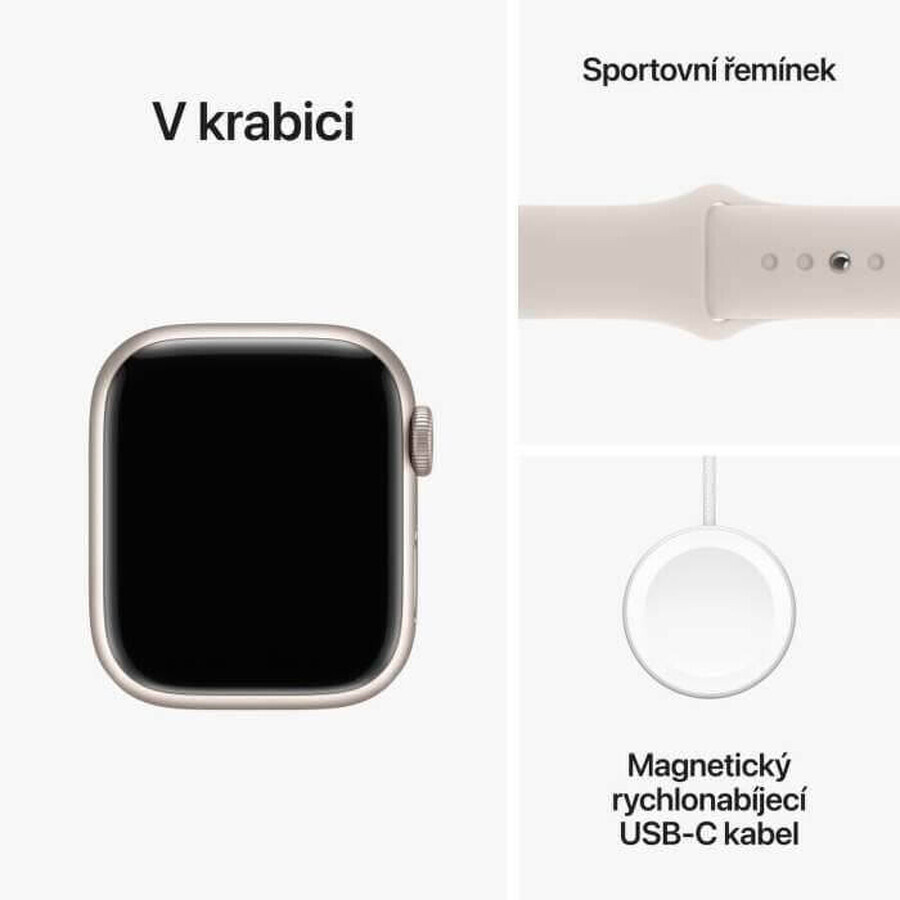 Apple Watch Series 9 GPS 41mm Starlight Aluminium Behuizing met Starlight Sport Strap - S/M