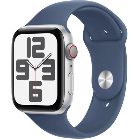 Apple Watch SE (2024) Cellular 40mm, zilver aluminium met Denim Sport Strap M/L