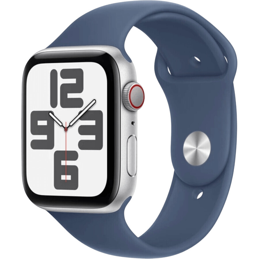 Apple Watch SE (2024) Cellular 40mm, zilver aluminium met Denim Sport Strap M/L