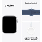 Apple Watch SE (2024) Cellular 40mm, zilver aluminium met Denim Sport Strap M/L