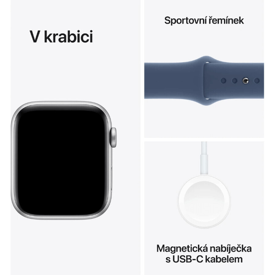 Apple Watch SE (2024) Cellular 40mm, zilver aluminium met Denim Sport Strap M/L