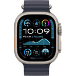 Apple Watch Ultra 2 (2024) 49 mm, natuurlijk titanium met marineblauw oceaan horlogebandje