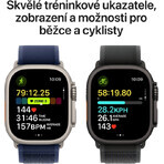 Apple Watch Ultra 2 (2024) 49 mm, natuurlijk titanium met marineblauw oceaan horlogebandje