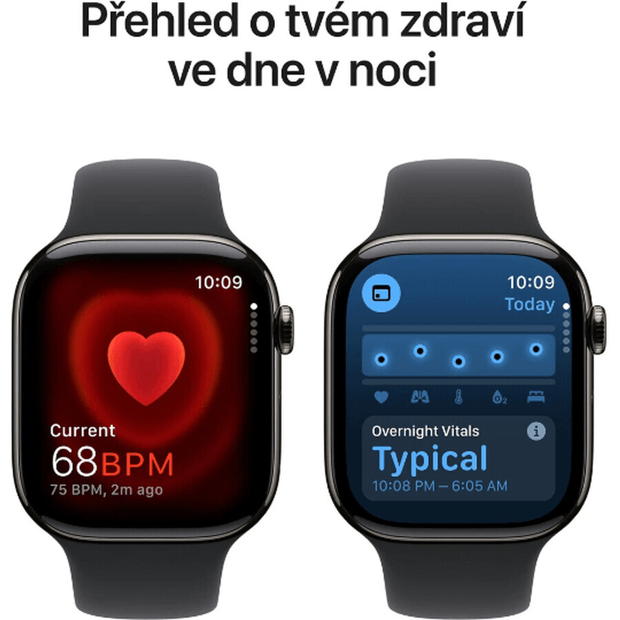 Apple Watch Series 10 GPS + Cellular 46mm Titanium behuizing met zwarte sportband - M/L