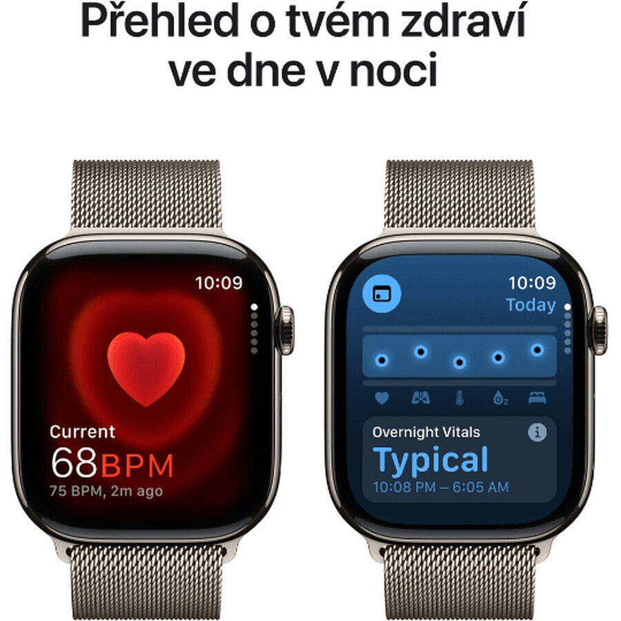 Apple Watch Series 10 GPS + Cellular 46 mm kast van natuurlijk titanium met natuurlijke Milanese lus - M/L