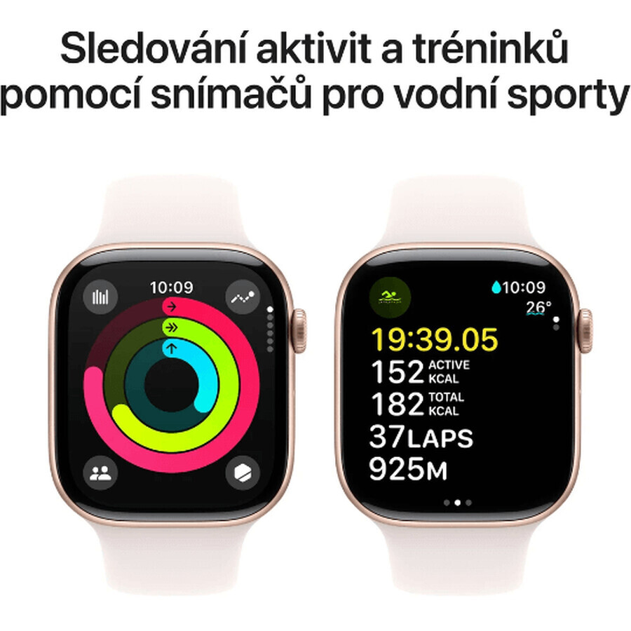 Apple Watch Series 10 GPS + Cellular 46mm Roségoud Aluminium Behuizing met Sportband Lichtroze - M/L