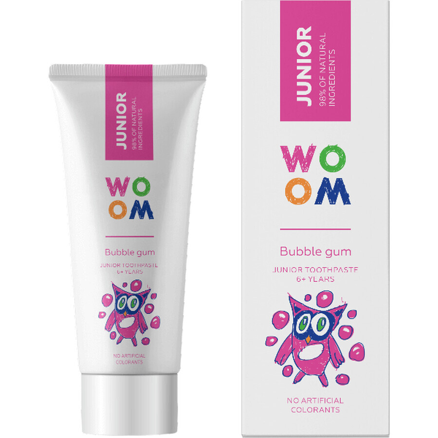 Woom Junior Kauwgom Tandpasta voor kinderen vanaf 6 jaar 50 ml