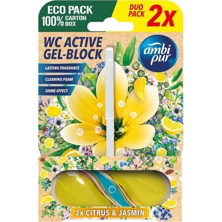 Ambipur Active gel-blok citroen en jasmijn 2 x 45 g