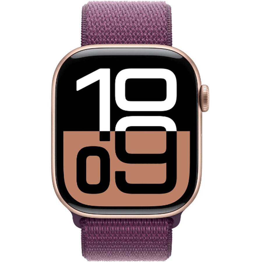 Apple Watch Series 10 GPS + Cellular 46mm Roségoud Aluminium Behuizing met Sport Buckle Plum