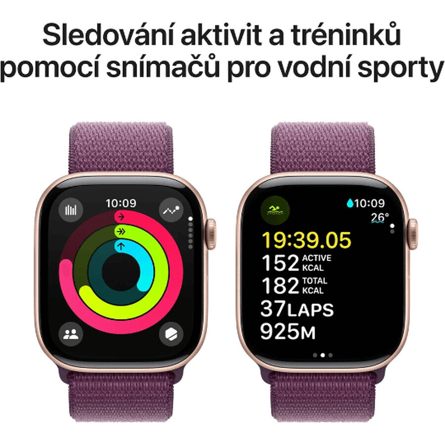 Apple Watch Series 10 GPS + Cellular 46mm Roségoud Aluminium Behuizing met Sport Buckle Plum