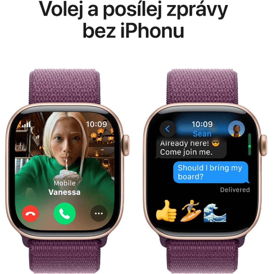 Apple Watch Series 10 GPS + Cellular 46mm Roségoud Aluminium Behuizing met Sport Buckle Plum