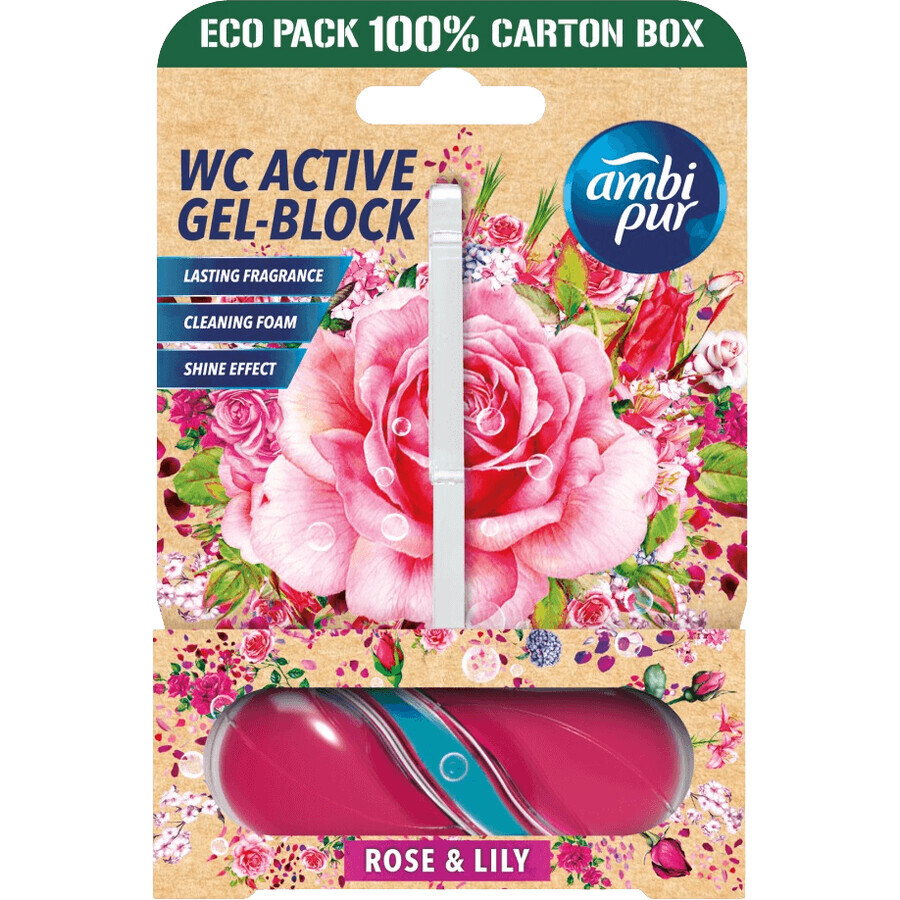 Ambipur WC Active gel-blok roos & paardenhaar 45 g