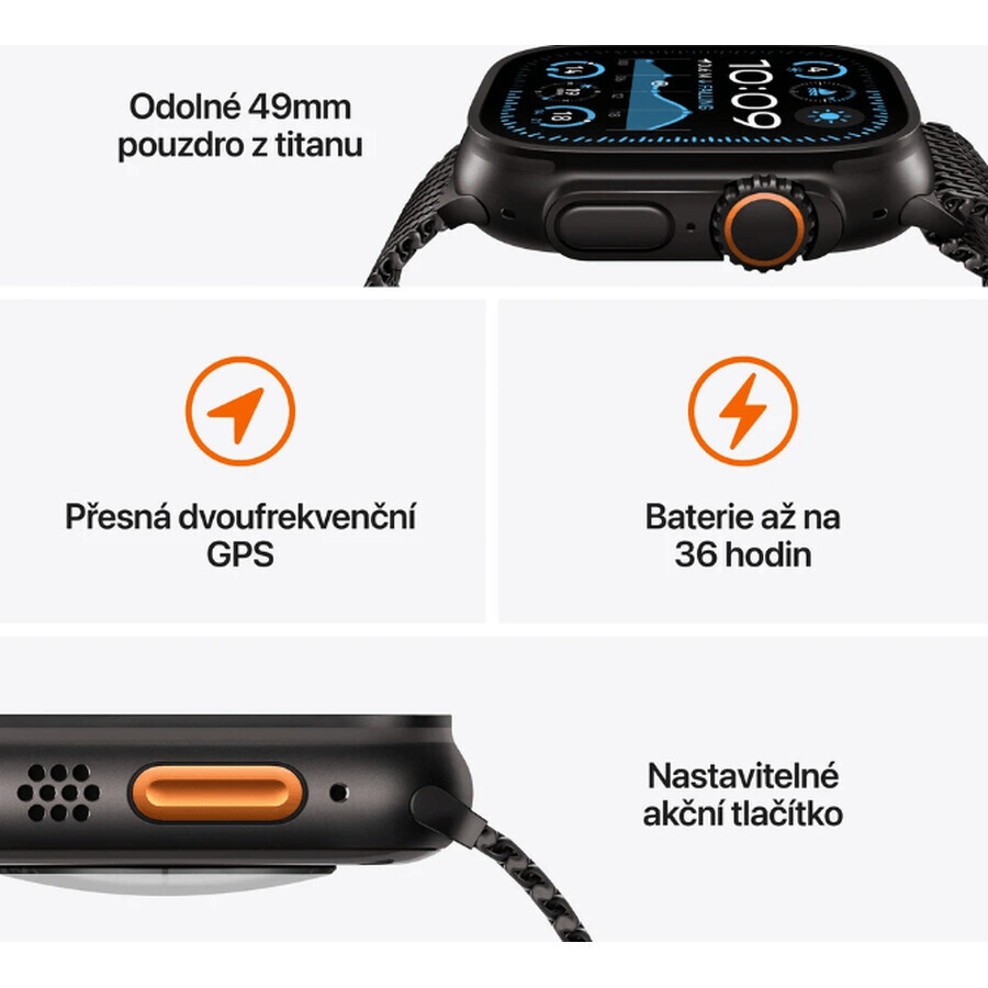 Apple Watch Ultra 2 (2024) 49 mm, natuurlijk titanium met Milanees handvat in natuurlijk titanium M