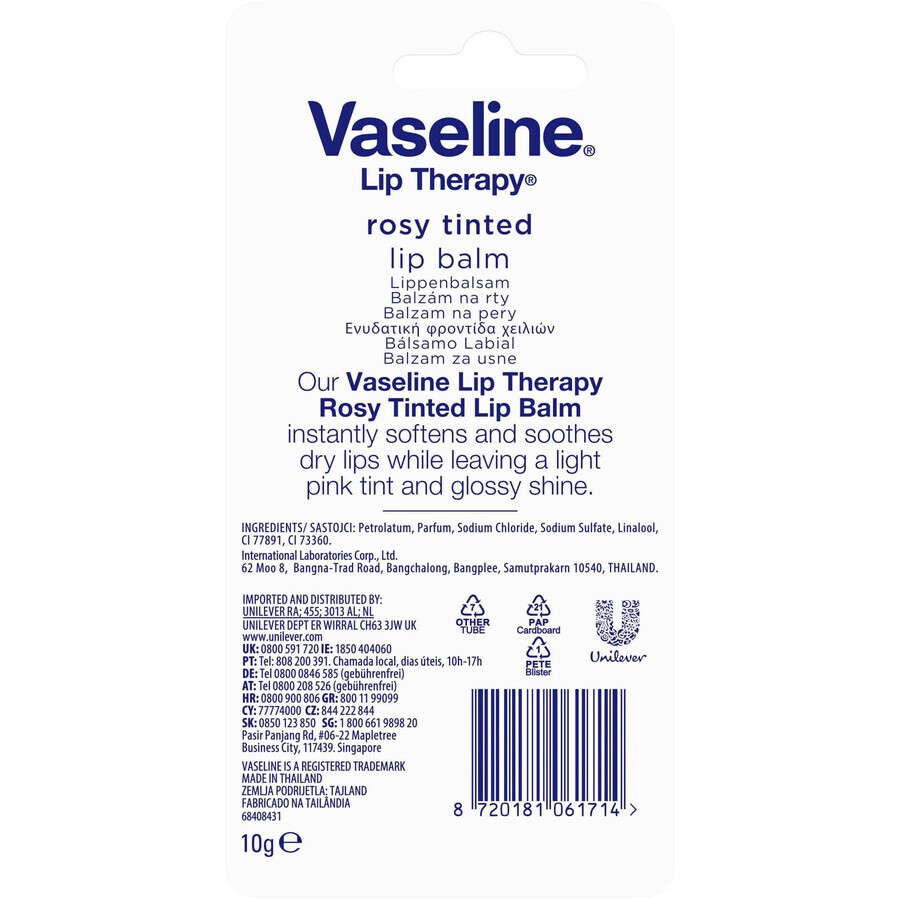 Vaseline Lip Therapy Liptube balsamo per labbra colorate e rugiadose 10 g