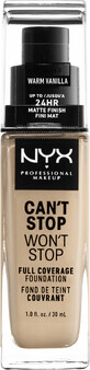 NYX Professionele Make-up Professionele Make-up Can&#39;t Stop Won&#39;t Stop 24 uur Stichting Hoog Dekkende Make-up - 6.3 Warme Vanille 30ml