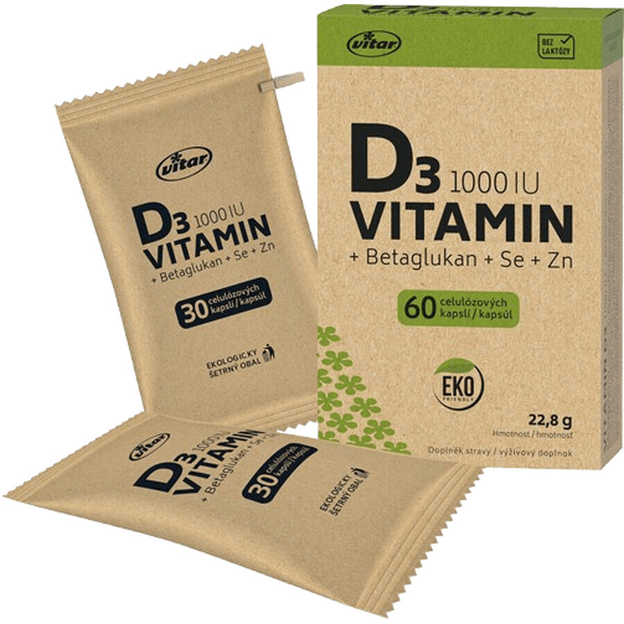 Vitar EKO Vitamine D3 1000IU+betaglucaan 60 capsules