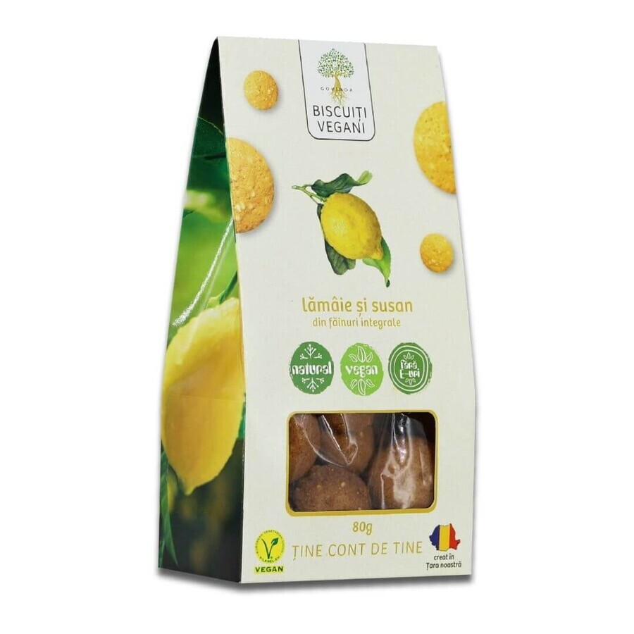 Vegan lemon and sesame biscuits, 80 gr, Govinda