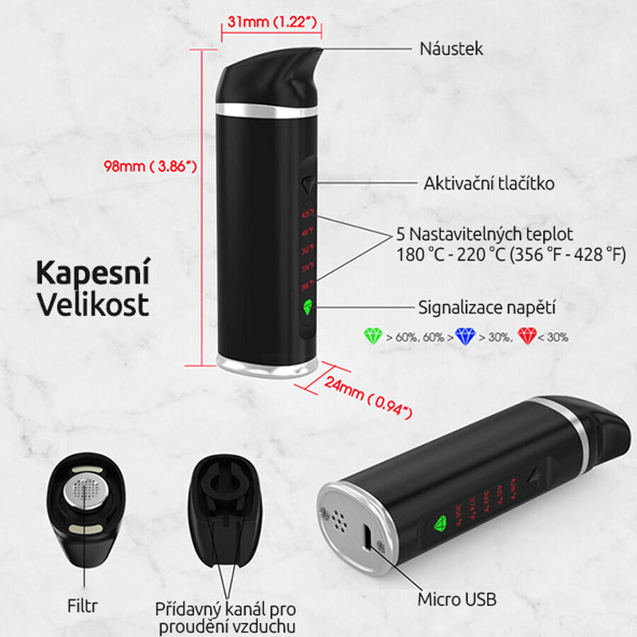 Green Earth Verdamper voor CBD-hennep en andere kruiden, zwart