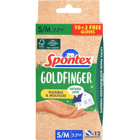 Spontex Godfinger, latex handschoenen voor eenmalig gebruik maat. S/M 12 stuks