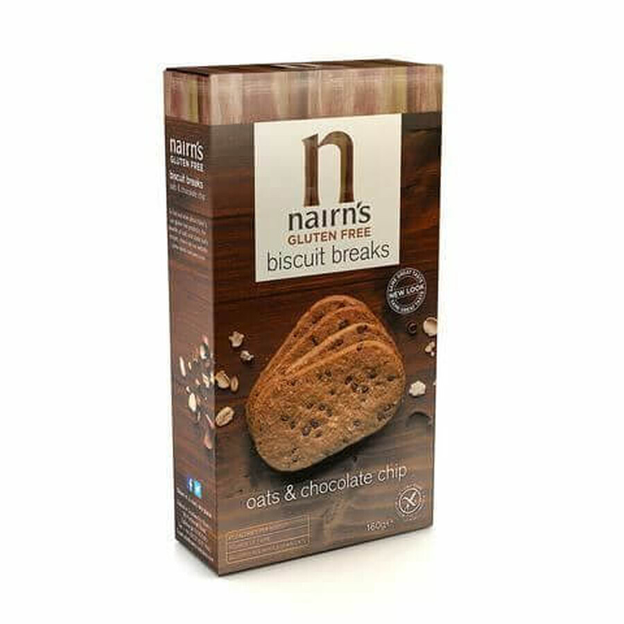 Glutenvrije volkoren haverkoekjes met chocolade chips, 160 g, Nairns