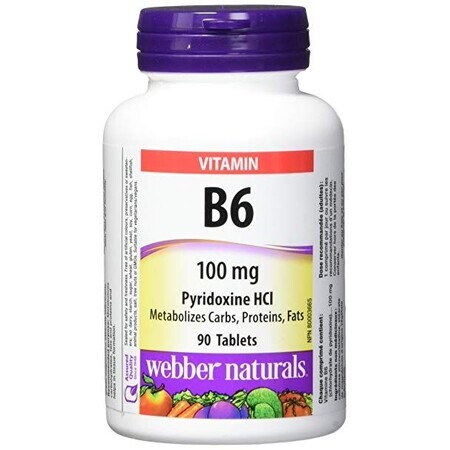 Webber Naturals Vitamine B6 (pyridoxine) 100 mg, 90 tabletten