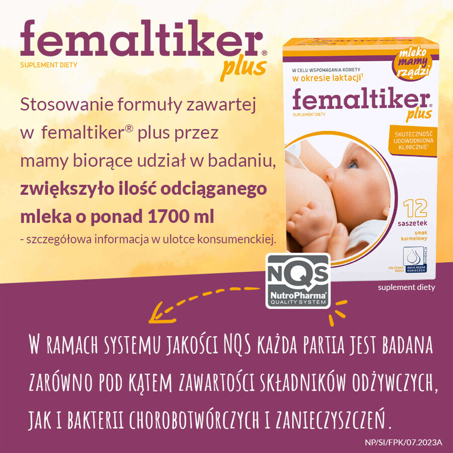 Femaltiker Plus, karamelsmaak, 2 x 12 zakjes