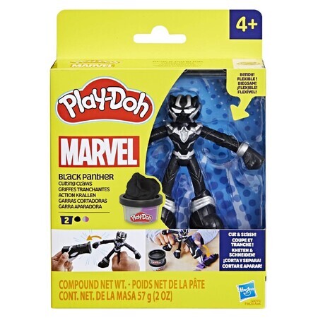 Black Panther Marvel flexibel figuur met accessoires, 10 cm, +4 jaar, Play Doh