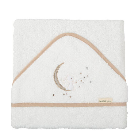 Badhanddoek met kap, 100 x 100 cm, Moon White/Lino, Pirulos