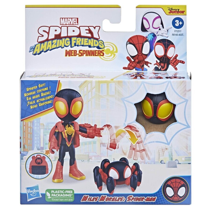 Spidey en zijn Verbazingwekkende Vrienden, 10 cm, +3 jaar, Miles Morales actiefiguur en accessoires, Hasbro