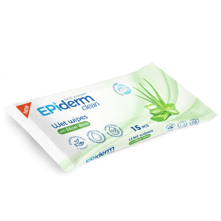 Natte doekjes met biologisch aloë vera extract, 15 stuks, Epiderm