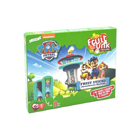 Palito de fruta de fresa Paw Patrol, 8 x 10 g, Fruitfunk