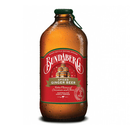 Bebida carbonatada con sabor a jengibre y canela Ginger Beer, 375 ml, Bundaberg