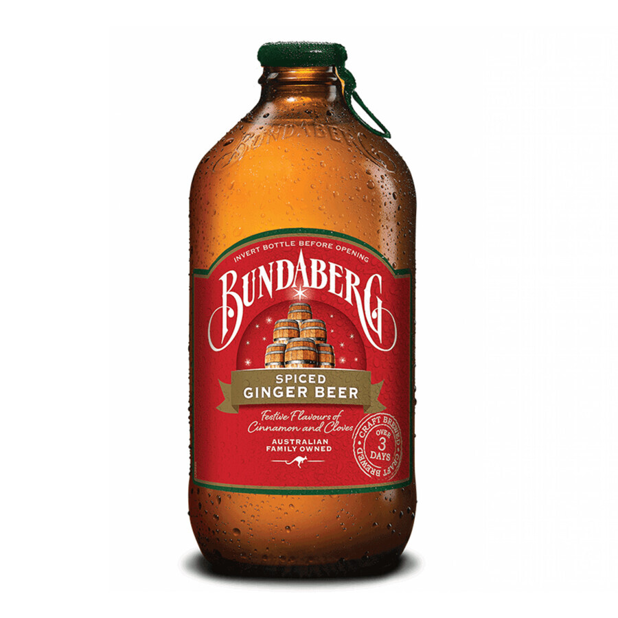 Bebida carbonatada con sabor a jengibre y canela Ginger Beer, 375 ml, Bundaberg