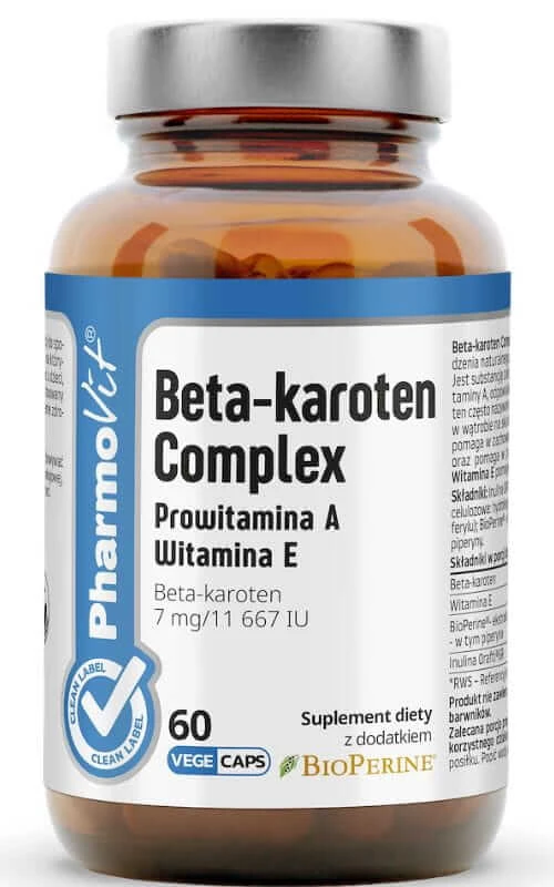 Bètacaroteen Complex Provitamine A Vitamine E 60 capsules PharmoVit Clean Label
