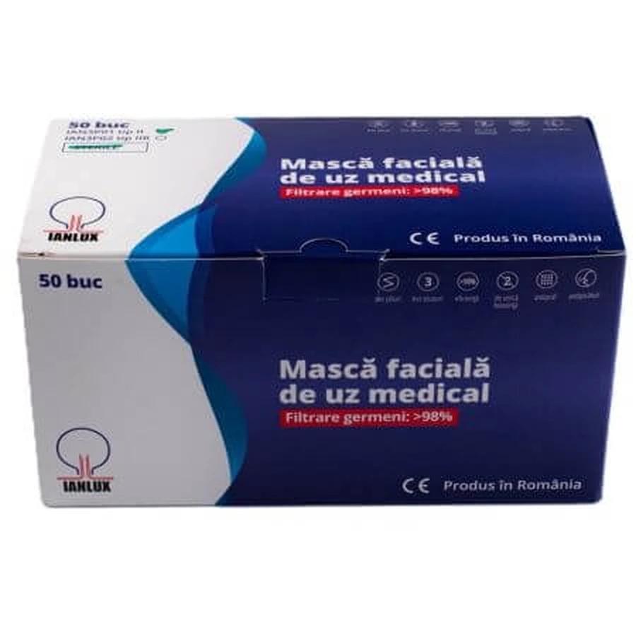 Face mask for medical use Type II Blue, 50 pieces, Ianlux