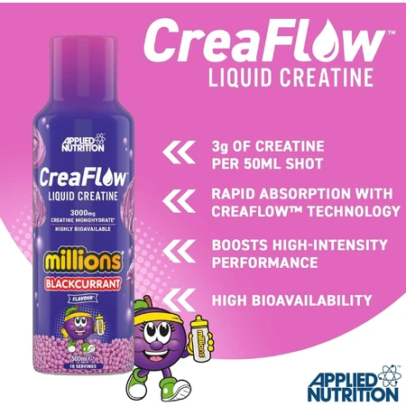 Creatina líquida Millions Blackcurrant CreaFlow, 3000 mg, 500 ml, Applied Nutrition