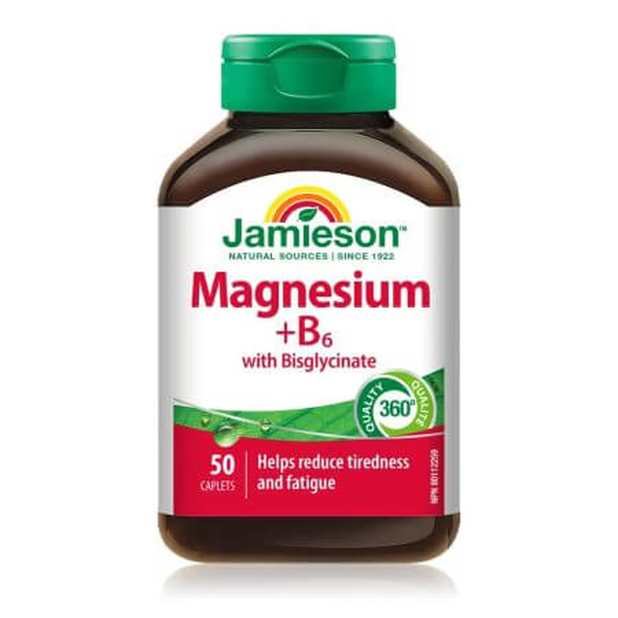 Magnesiumbisglycinaat + B6, 50 tabletten, Jamieson