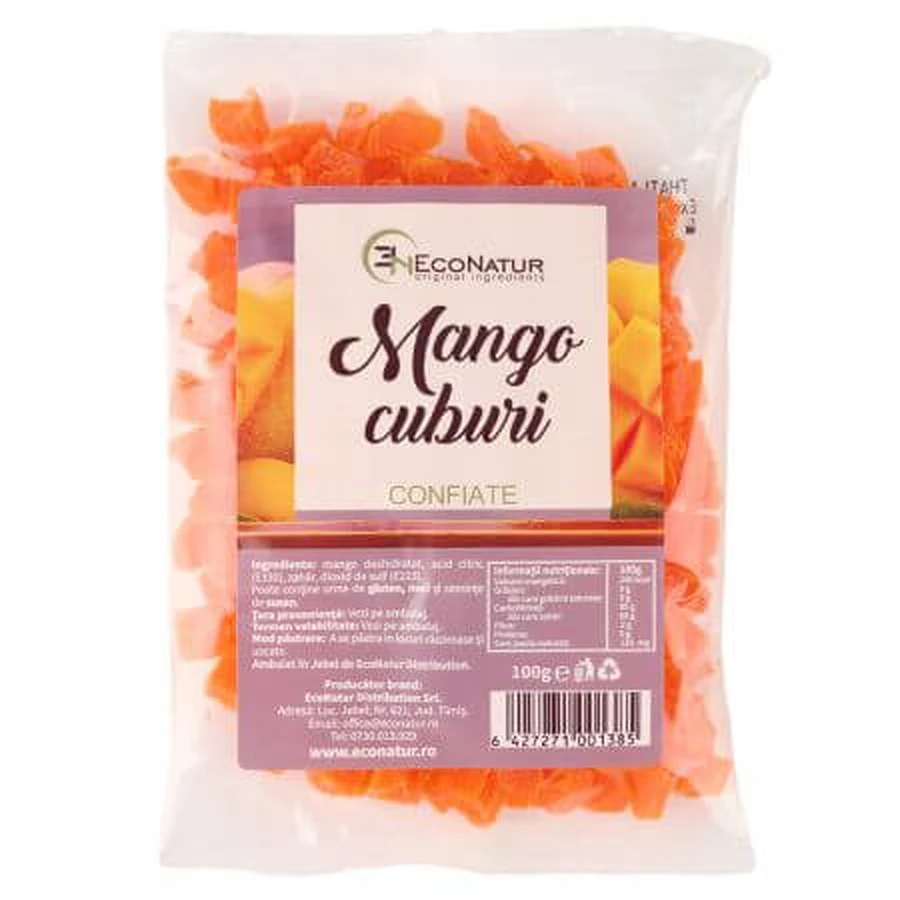 Gekonfijte mangoblokjes, 100 g, Econatur