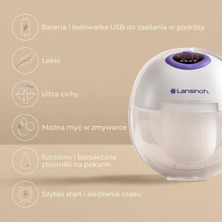 Lansinoh Elektrische borstkolf, handsfree, dubbel, snoerloos