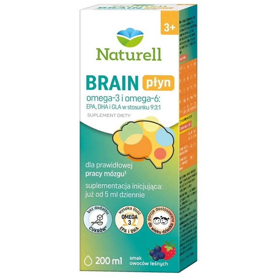 Naturell Brain, liquido per bambini da 3 anni e adulti, gusto frutti di bosco, 200 ml
